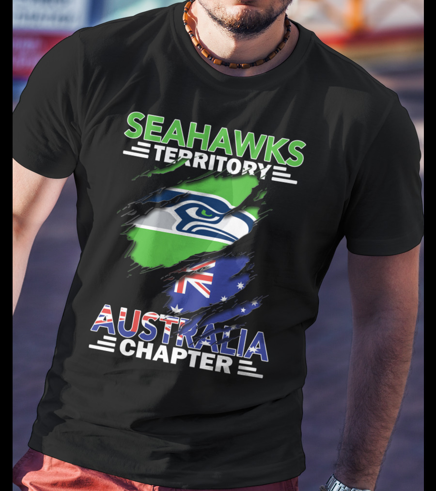 Seahawks Territory Australia Chapter Flag And Logo Fusion T-Shirt
