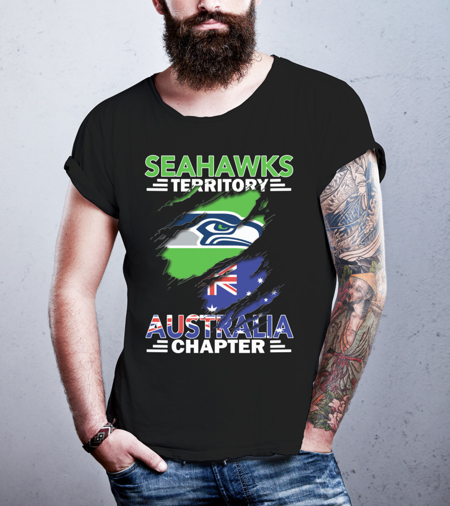 Seahawks Territory Australia Chapter Flag And Logo Fusion T-Shirt