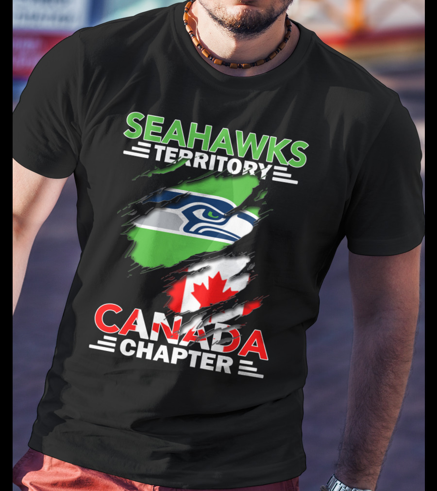 Seahawks Territory Canada Chapter Seahawks Logo With Canadian Flag T-Shirt