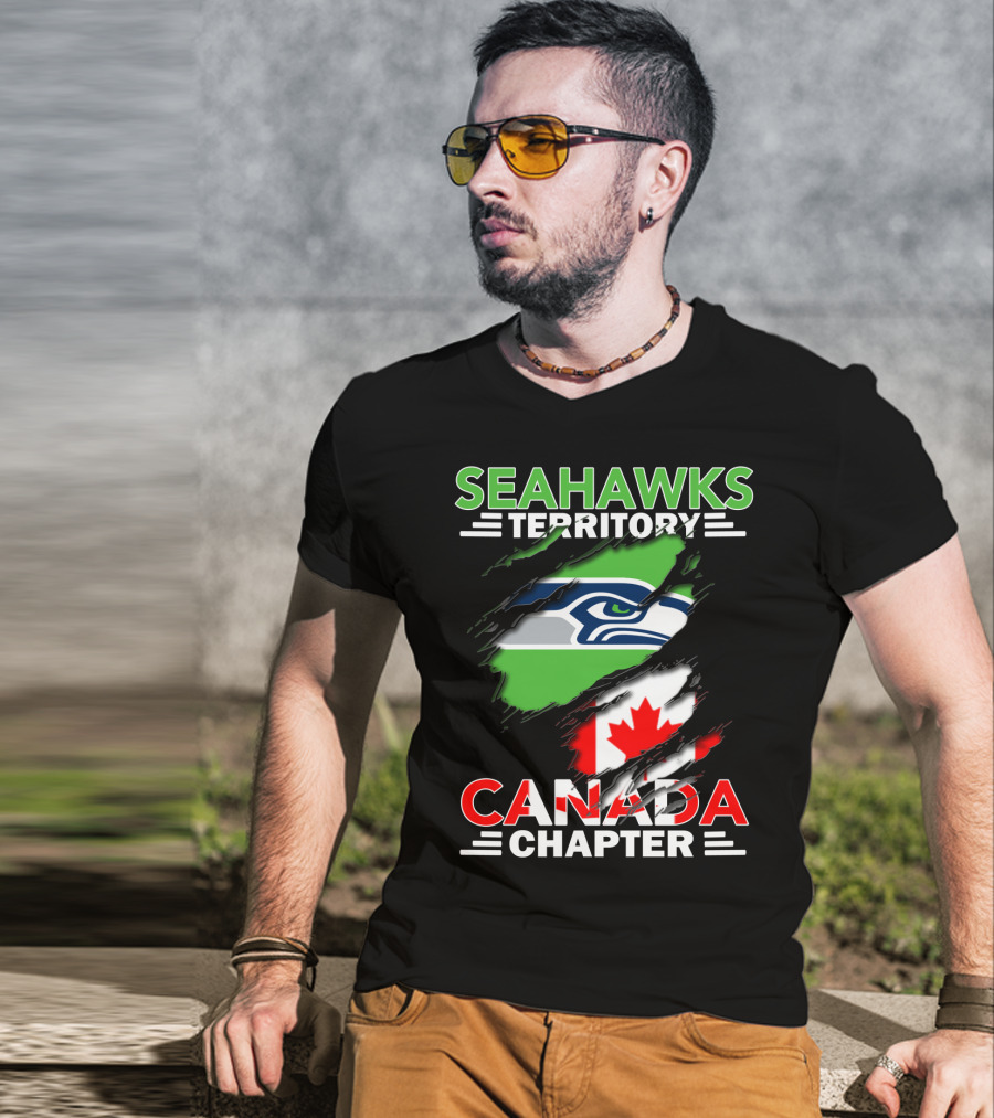 Seahawks Territory Canada Chapter Seahawks Logo With Canadian Flag T-Shirt