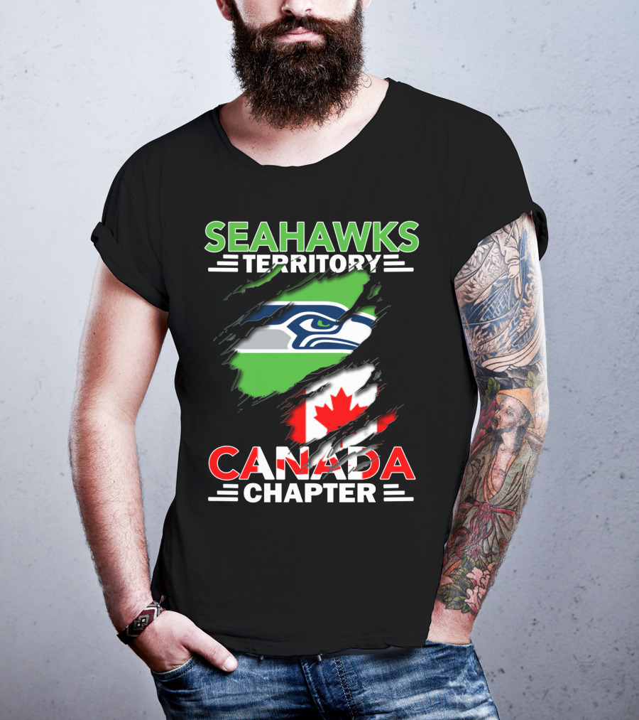 Seahawks Territory Canada Chapter Seahawks Logo With Canadian Flag T-Shirt