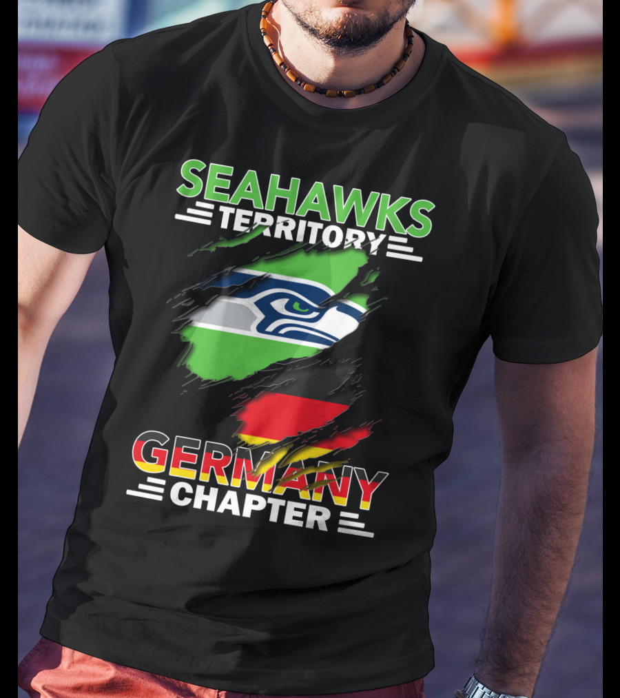 Seahawks Territory Germany Chapter Fan Community Featuring Iconic Team Logo And National Colors T-Shirt