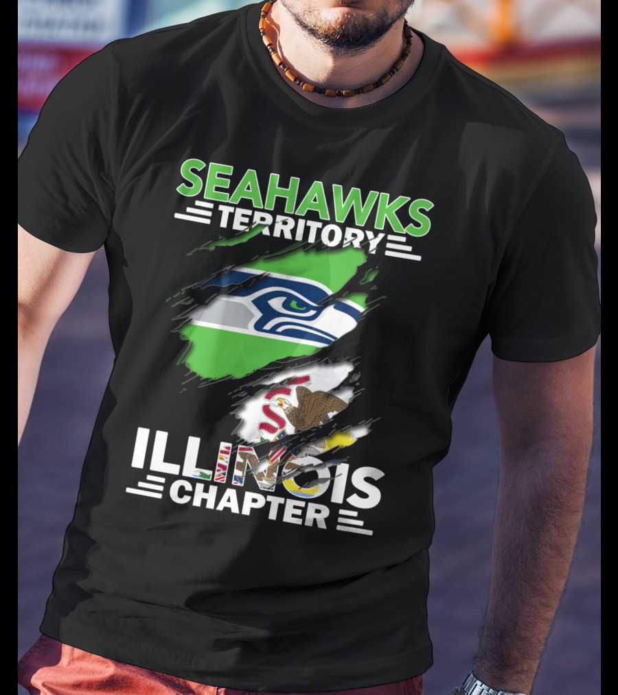 Seahawks Territory Illinois Chapter Logo With State Flag Elements T-Shirt