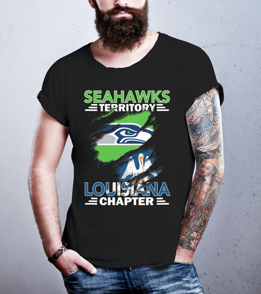 SEAHWKS TERRITORY LOUISIANA CHAPTER Seahawks Logo And Louisiana Flag T-Shirt