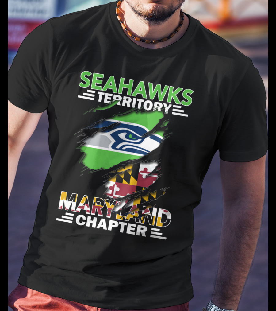 Seahawks Territory Maryland Chapter Flag And Logo Integration T-Shirt