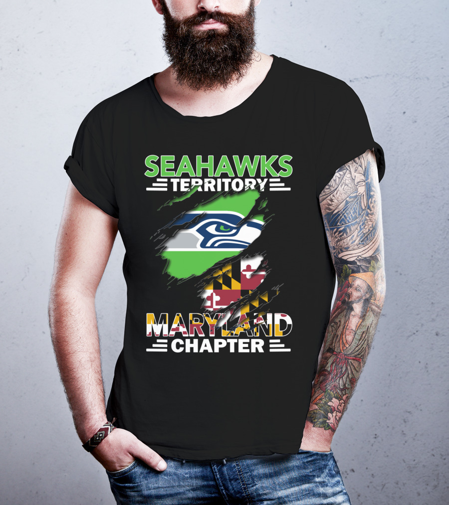 Seahawks Territory Maryland Chapter Flag And Logo Integration T-Shirt