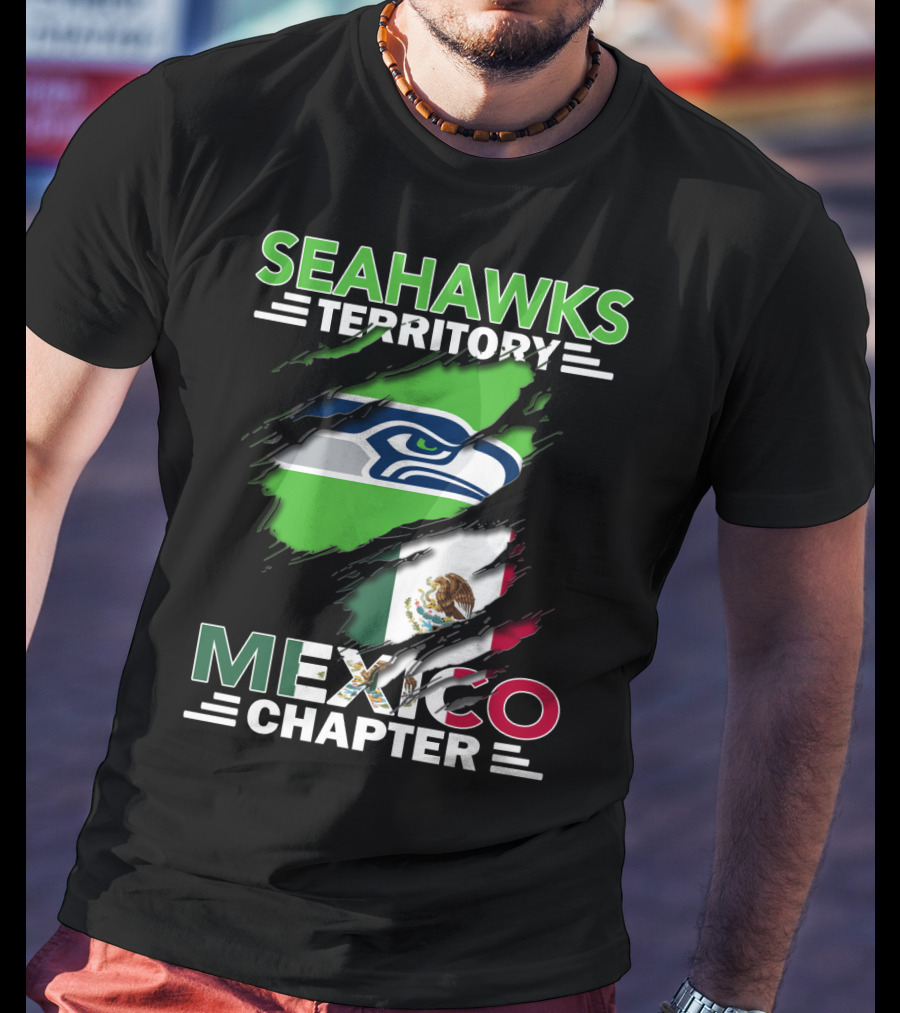 Seahawks Territory Mexico Chapter Flag And Logo Fusion T-Shirt