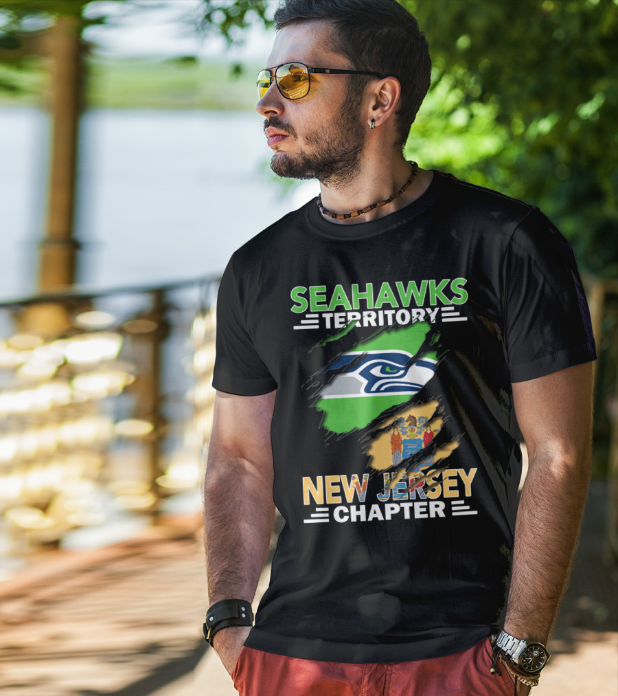 Seahawks Territory New Jersey Chapter Seahawks Logo New Jersey State Flag T-Shirt
