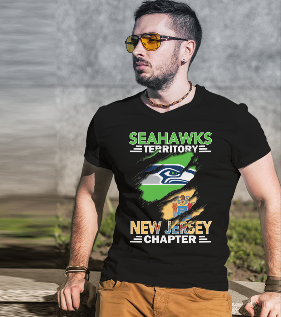 Seahawks Territory New Jersey Chapter Seahawks Logo New Jersey State Flag T-Shirt