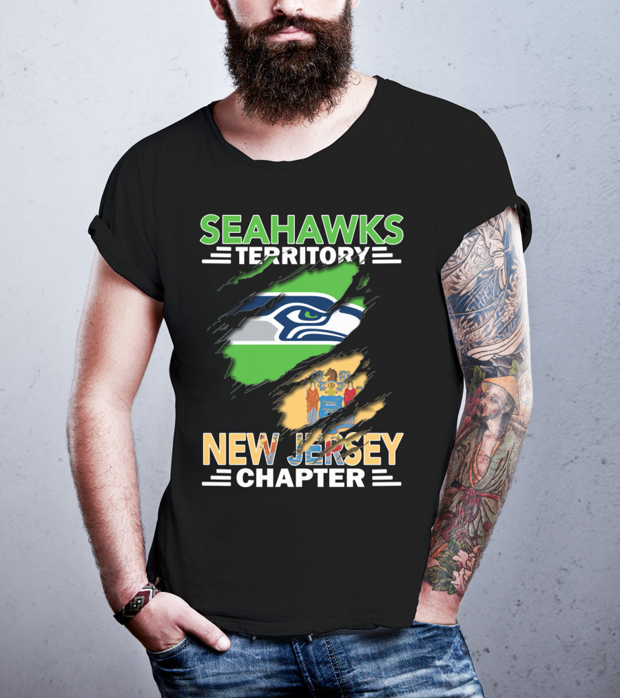 Seahawks Territory New Jersey Chapter Seahawks Logo New Jersey State Flag T-Shirt