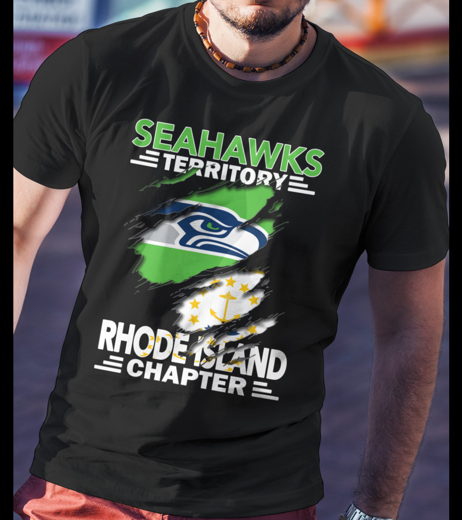 Seahawks Territory Rhode Island Chapter Fan Logo And State Flag T-Shirt