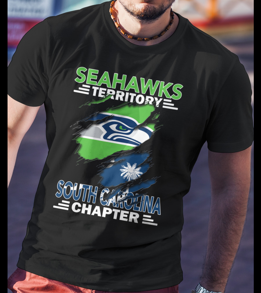 Seahawks Territory South Carolina Chapter Flag Ripped T-Shirt