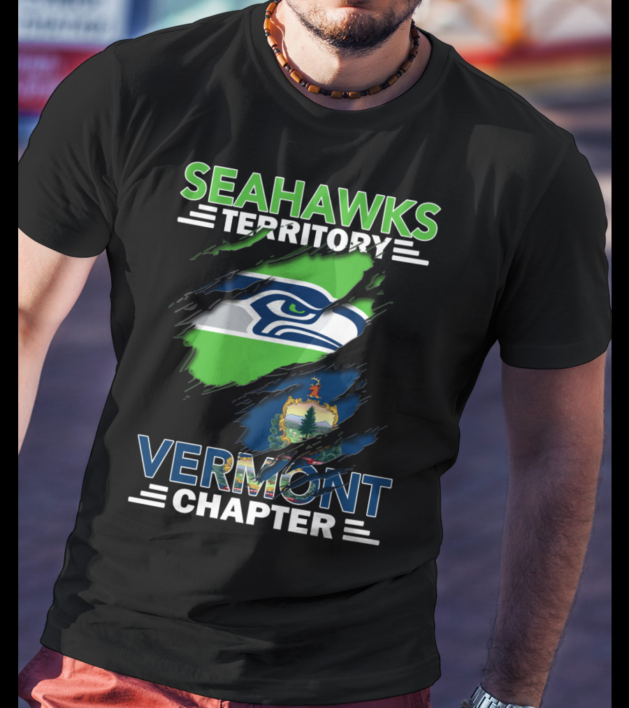 Seahawks Territory Vermont Chapter Ripped Flag T-Shirt