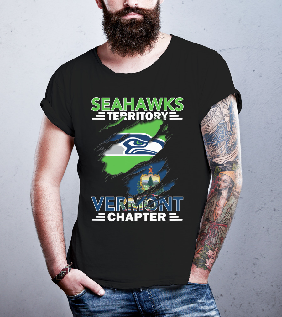 Seahawks Territory Vermont Chapter Ripped Flag T-Shirt