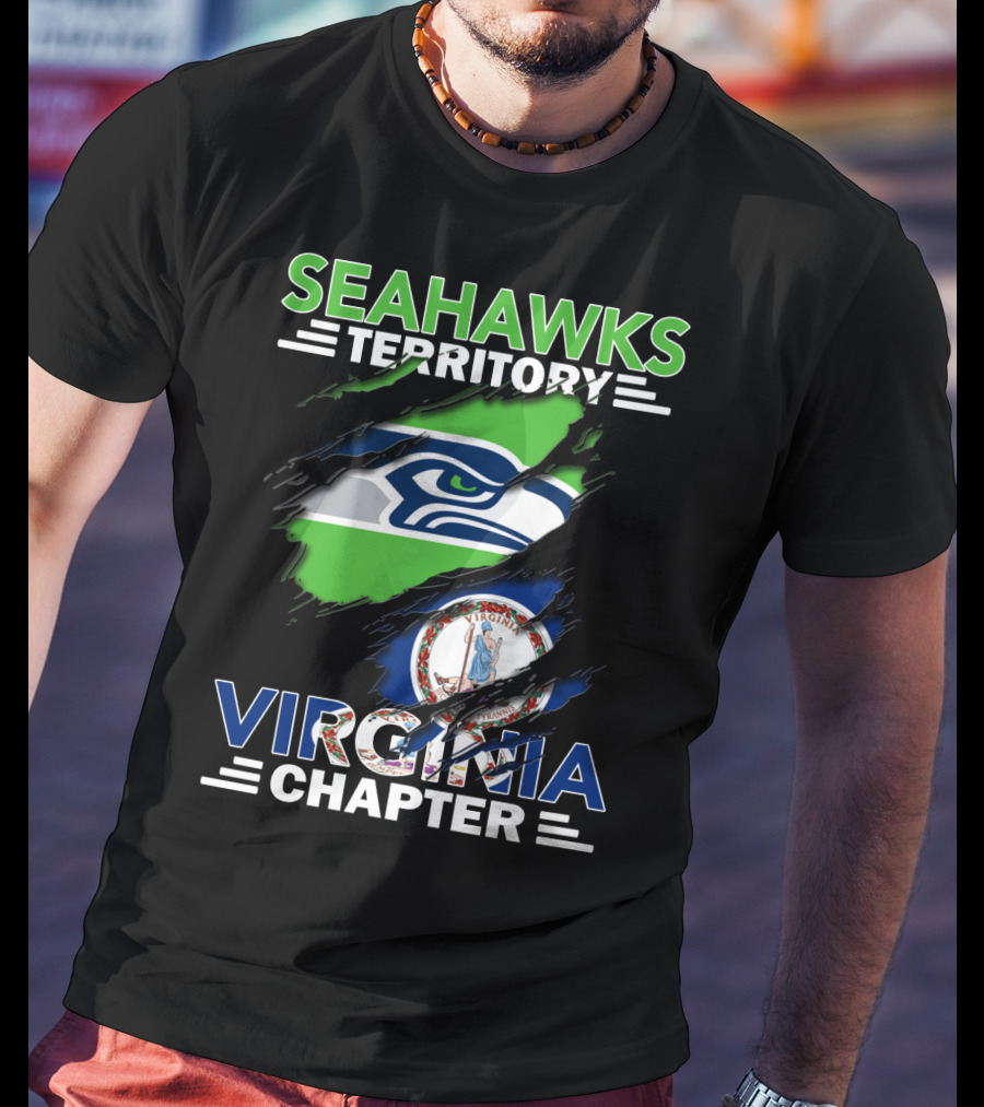 Seahawks Territory Virginia Chapter Logo With Virginia State Flag Integration T-Shirt