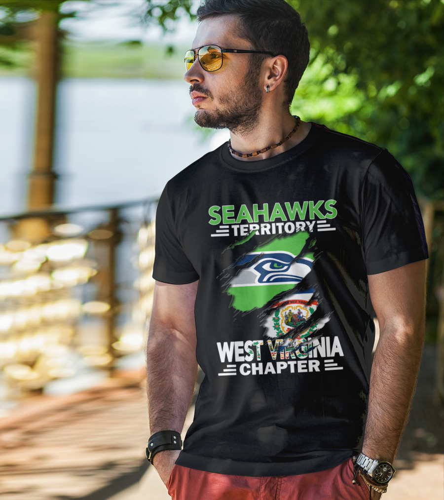 Seahawks Territory West Virginia Chapter With Seahawks Logo And West Virginia State Flag Elements T-Shirt