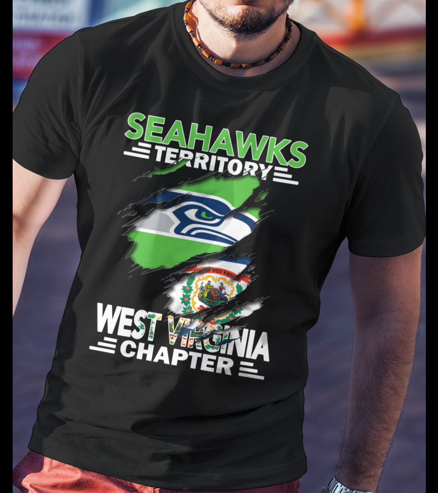 Seahawks Territory West Virginia Chapter With Seahawks Logo And West Virginia State Flag Elements T-Shirt