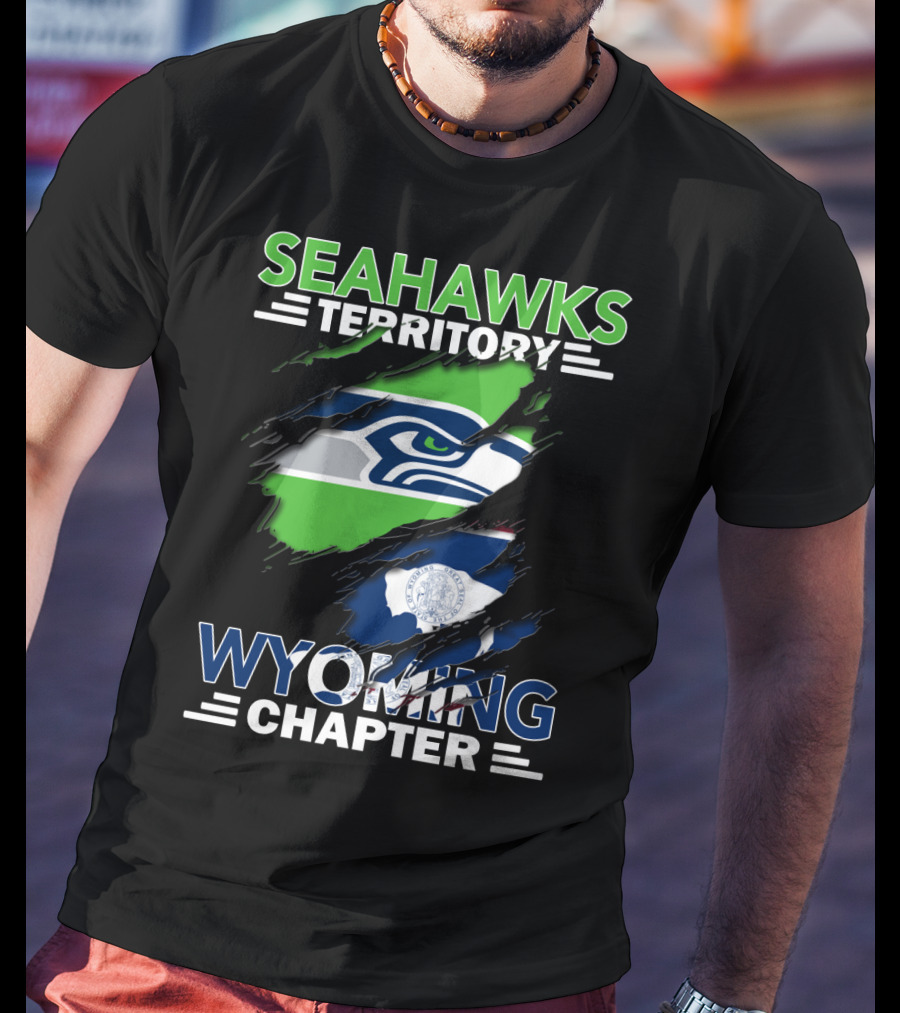 Seahawks Territory Wyoming Chapter Seahawks Logo Wyoming Flag T-Shirt