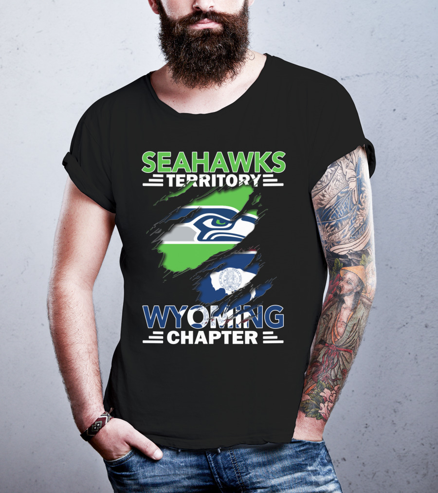 Seahawks Territory Wyoming Chapter Seahawks Logo Wyoming Flag T-Shirt