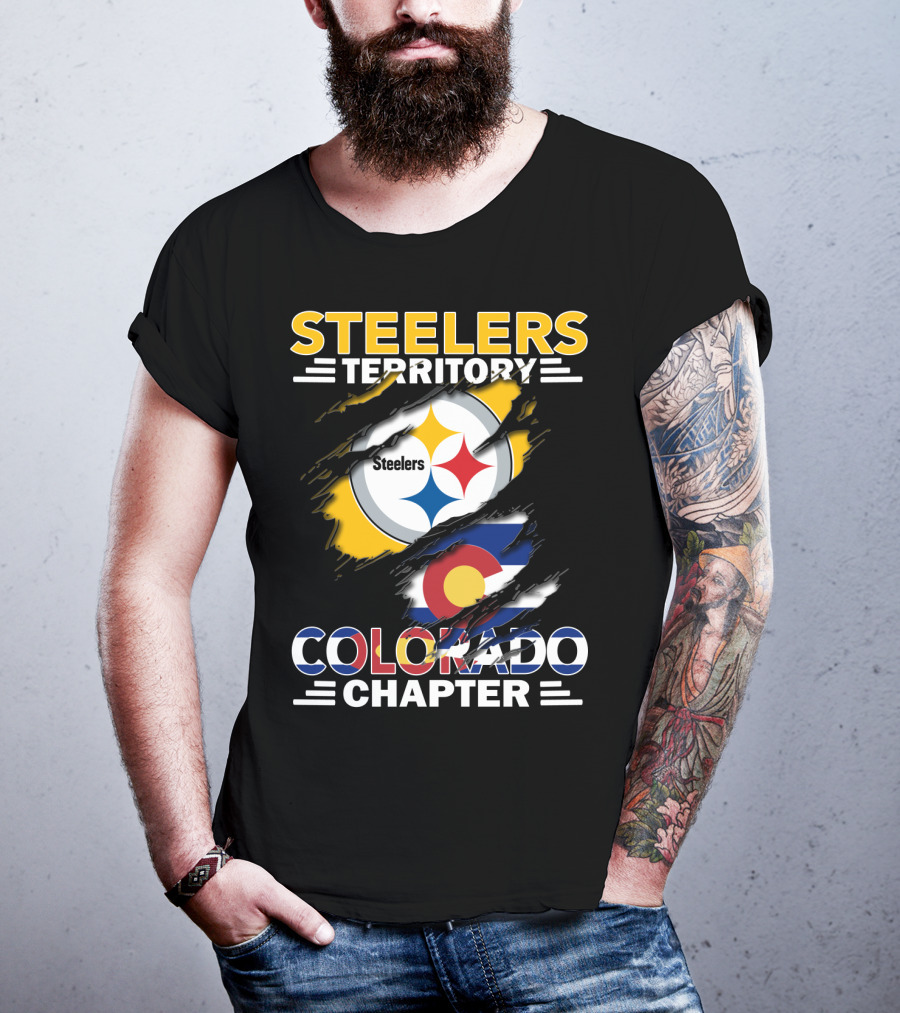 Steelers Territory Colorado Chapter Steelers Logo Colorado Flag T-Shirt