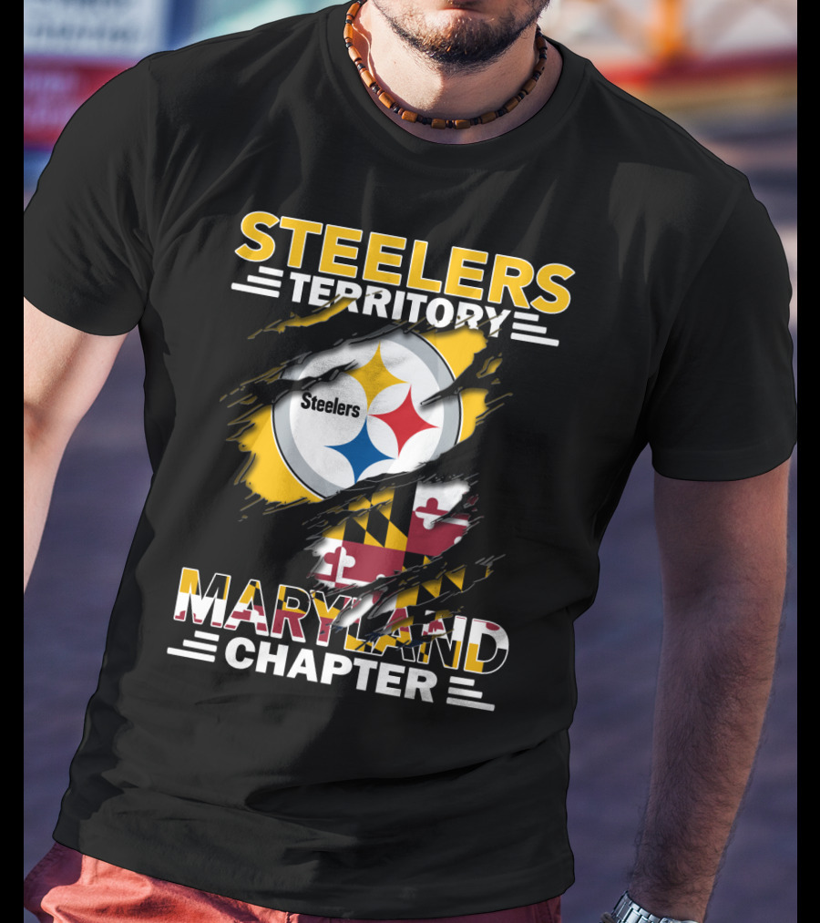 Steelers Territory Maryland Chapter Steelers Logo Maryland Flag T-Shirt