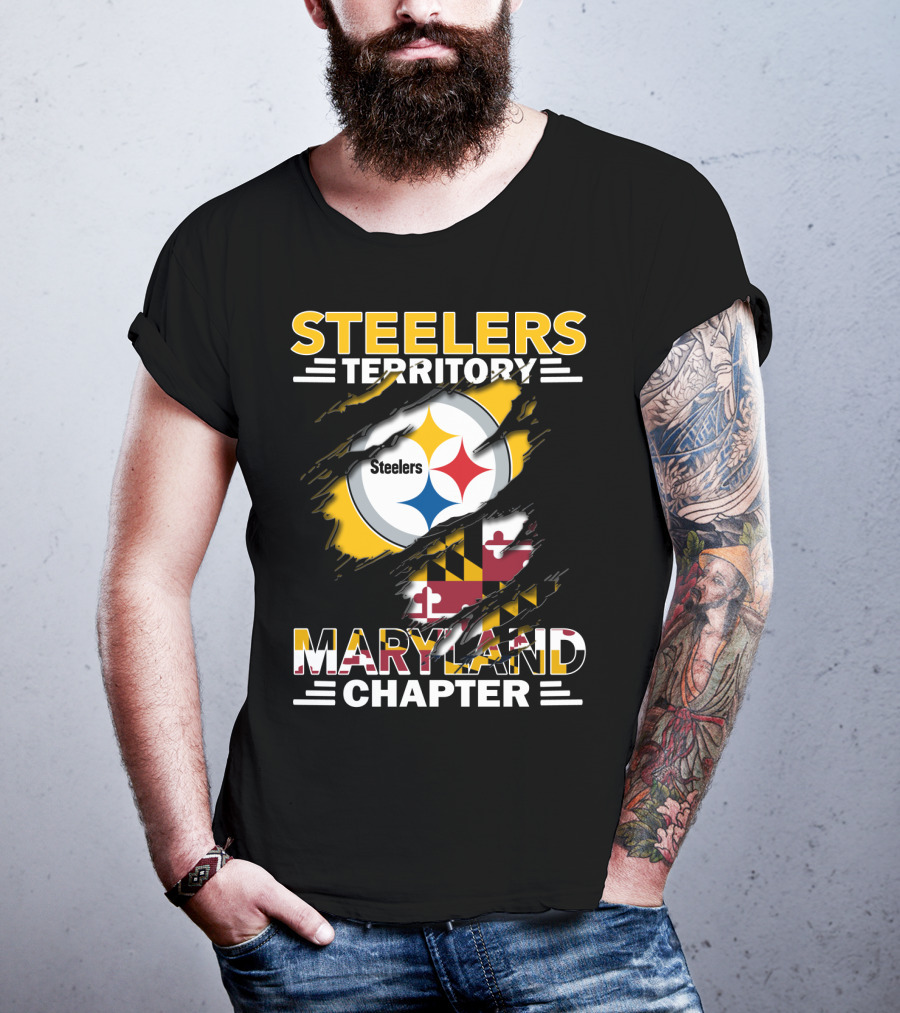 Steelers Territory Maryland Chapter Steelers Logo Maryland Flag T-Shirt