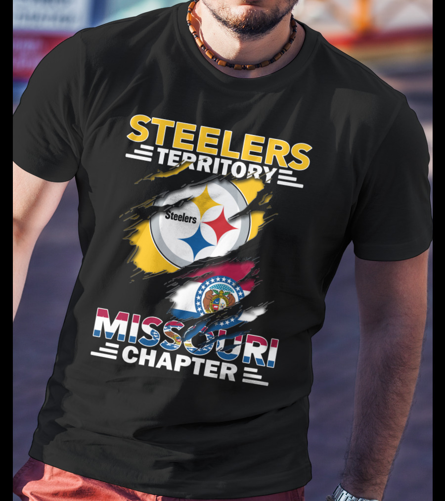 Steelers Territory Missouri Chapter Emblem With State Flag T-Shirt