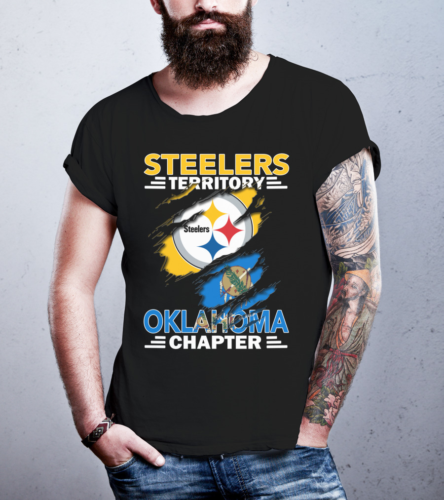 Steelers Territory Oklahoma Chapter Logo With State Flag T-Shirt