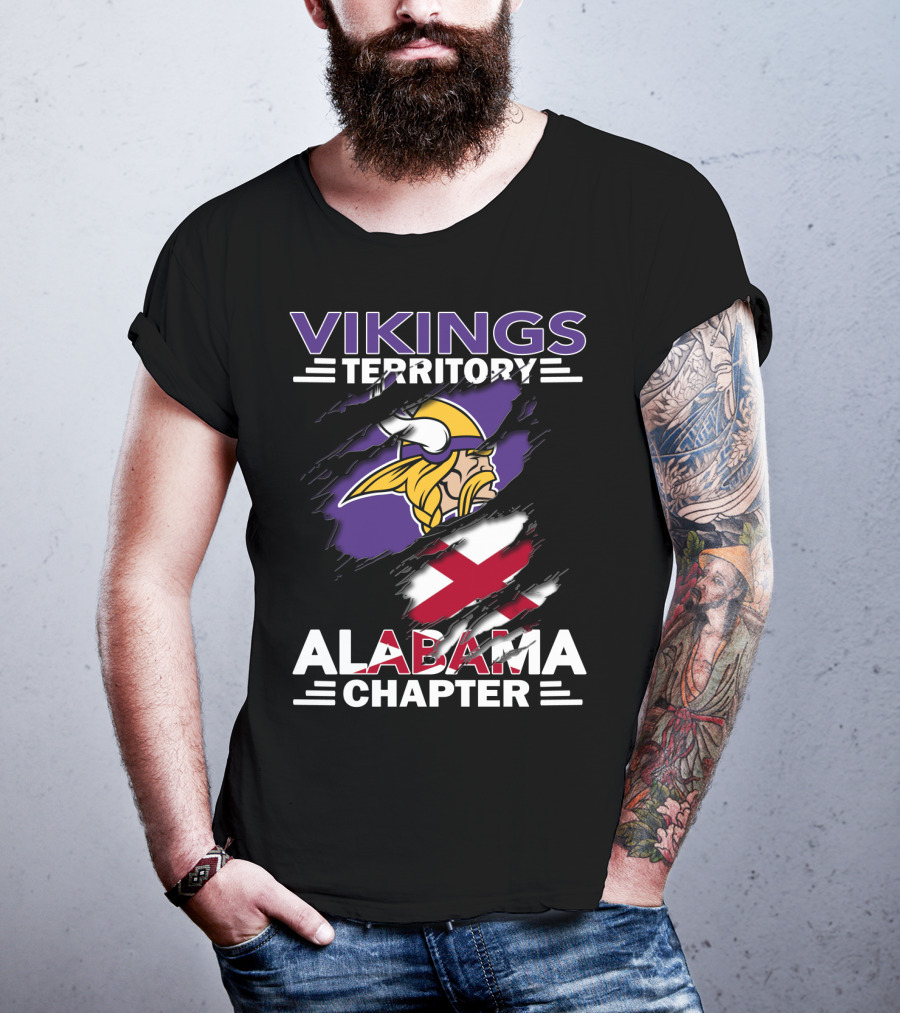 Vikings Territory Alabama Chapter Norse Warrior Emblem With Alabama State Flag T-Shirt