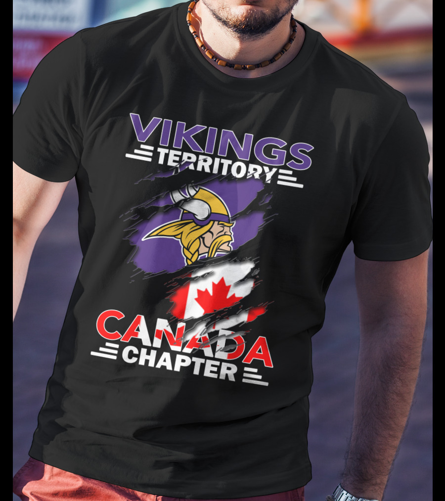 Vikings Territory Canada Chapter Canadian Flag And Viking Head T-Shirt