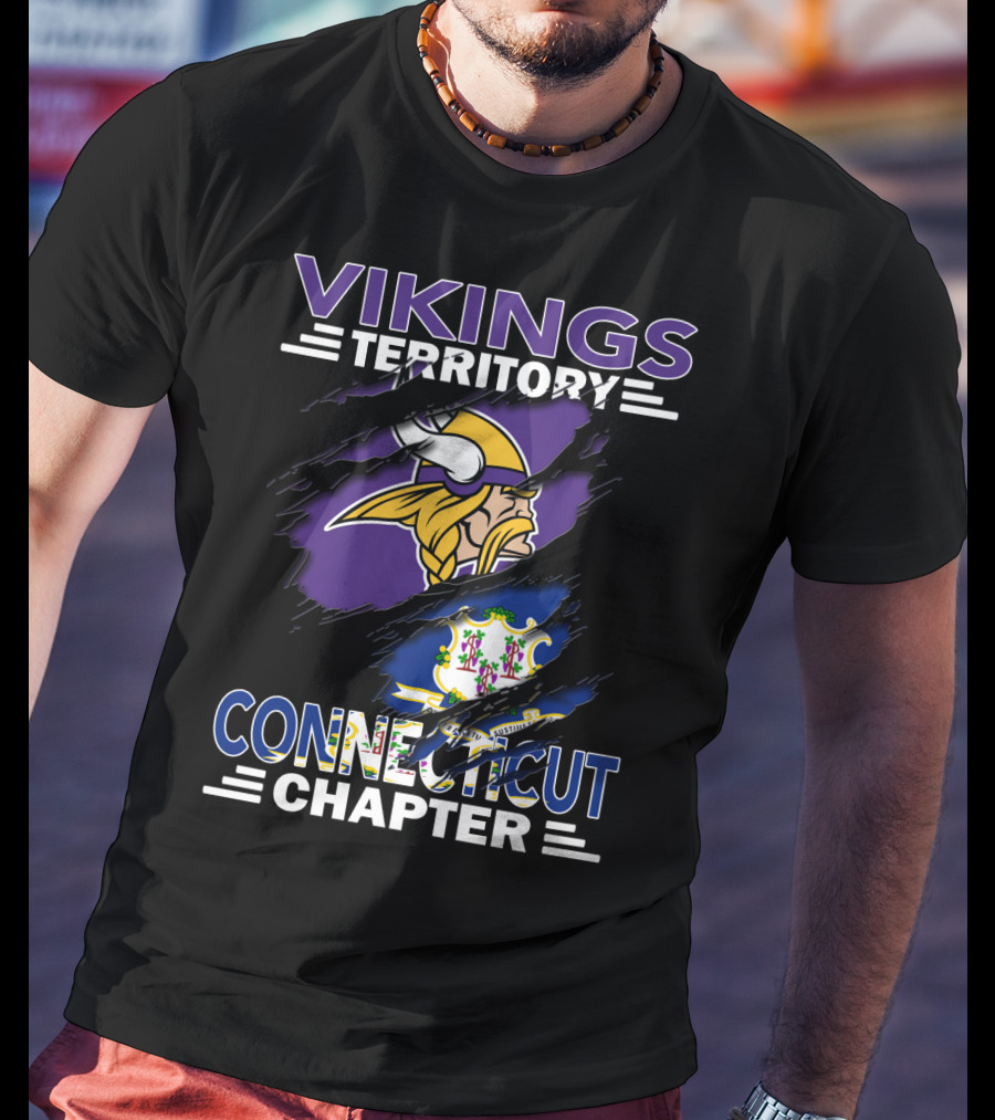 Vikings Territory Connecticut Chapter With Viking And Connecticut State Symbols T-Shirt