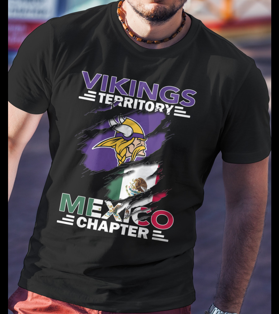 Vikings Territory Mexico Chapter NFL Team Fan Club Mexican Flag T-Shirt