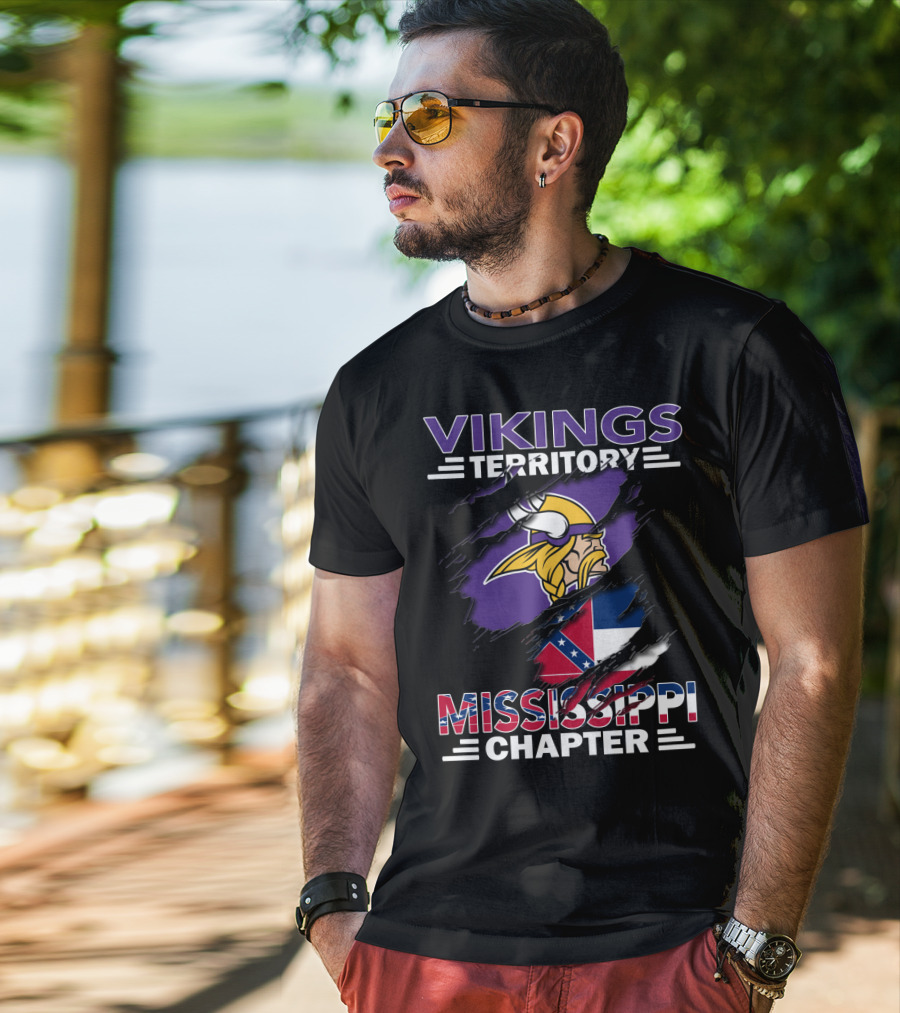 Vikings Territory Mississippi Chapter Nordic Warrior Symbol And Southern Flag Fusion T-Shirt