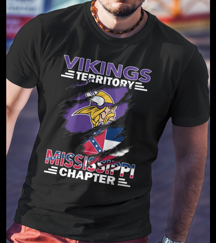Vikings Territory Mississippi Chapter Nordic Warrior Symbol And Southern Flag Fusion T-Shirt