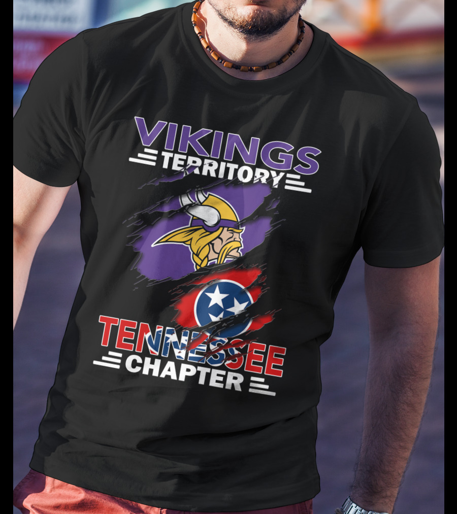 Vikings Territory Tennessee Chapter NFL Vikings And Tennessee Flag Mashup T-Shirt