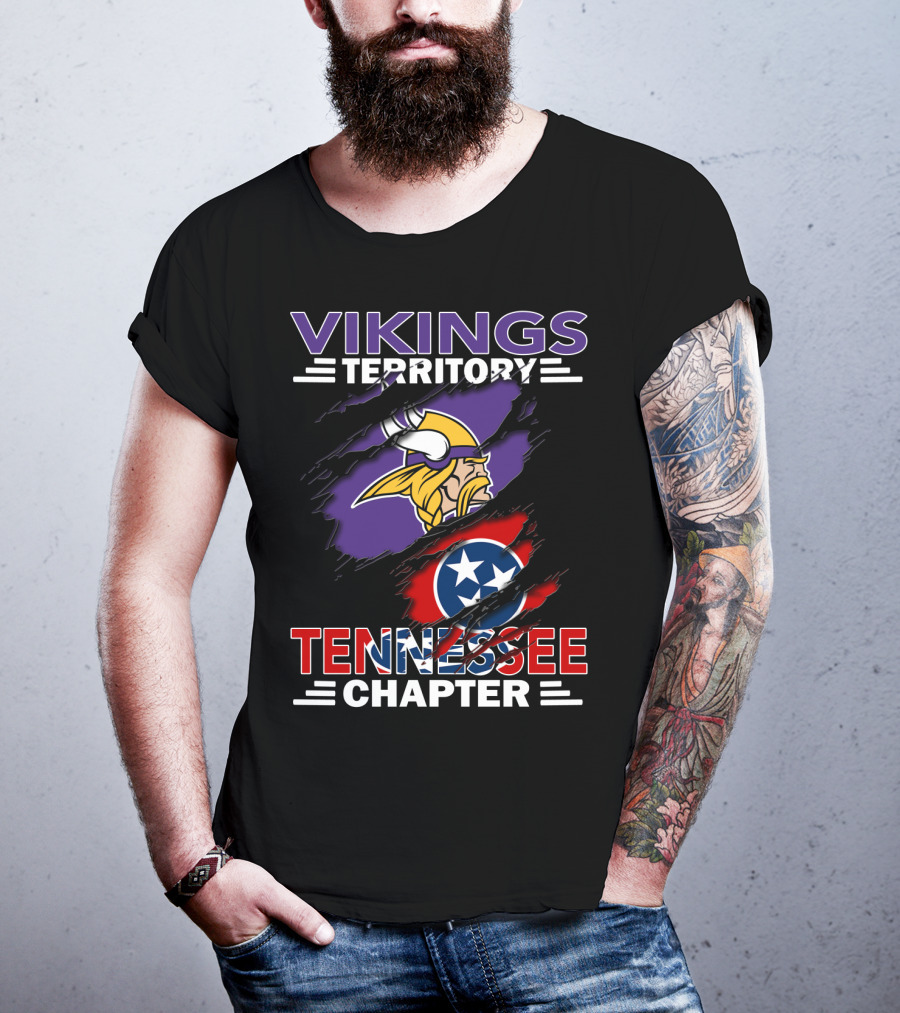 Vikings Territory Tennessee Chapter NFL Vikings And Tennessee Flag Mashup T-Shirt