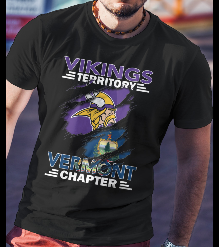 Vikings Territory Vermont Chapter Flag Slash T-Shirt