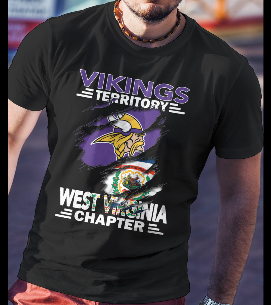 Vikings Territory West Virginia Chapter Flag And Viking Helmet T-Shirt