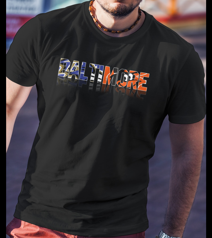 Baltimore City Ravens Orioles Lettering T-Shirt