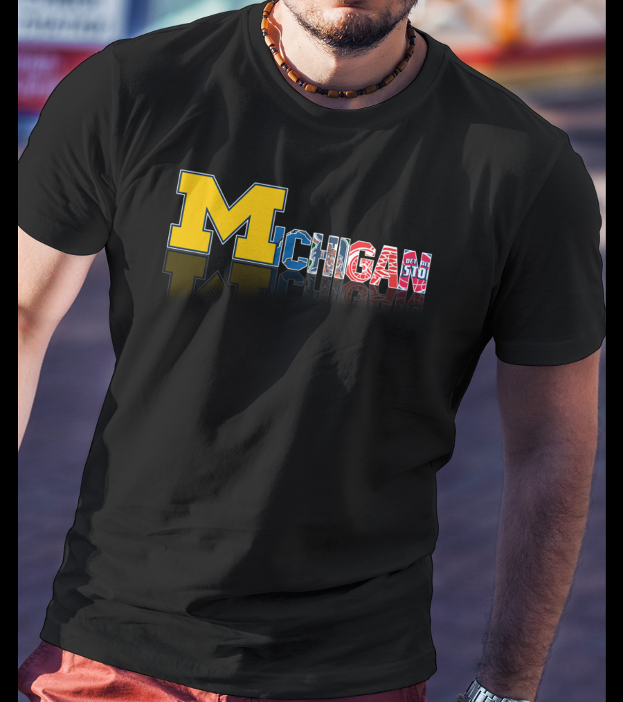 Michigan Wolverines Detroit Pistons Red Wings Lions Tigers T-Shirt