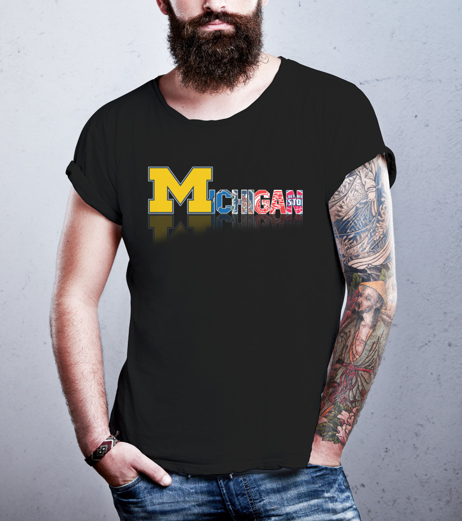 Michigan Wolverines Detroit Pistons Red Wings Lions Tigers T-Shirt