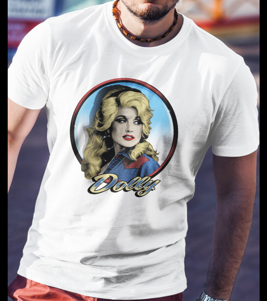 Dolly Parton Retro Portrait Blue Circle T-Shirt