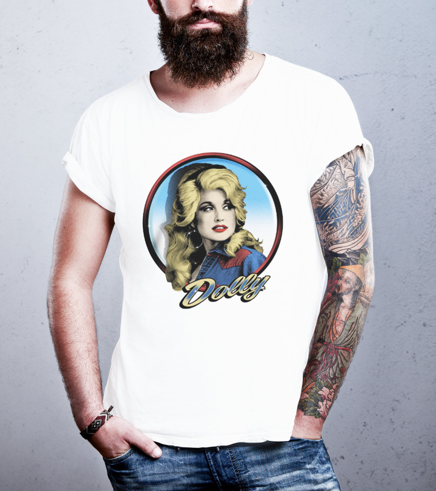 Dolly Parton Retro Portrait Blue Circle T-Shirt
