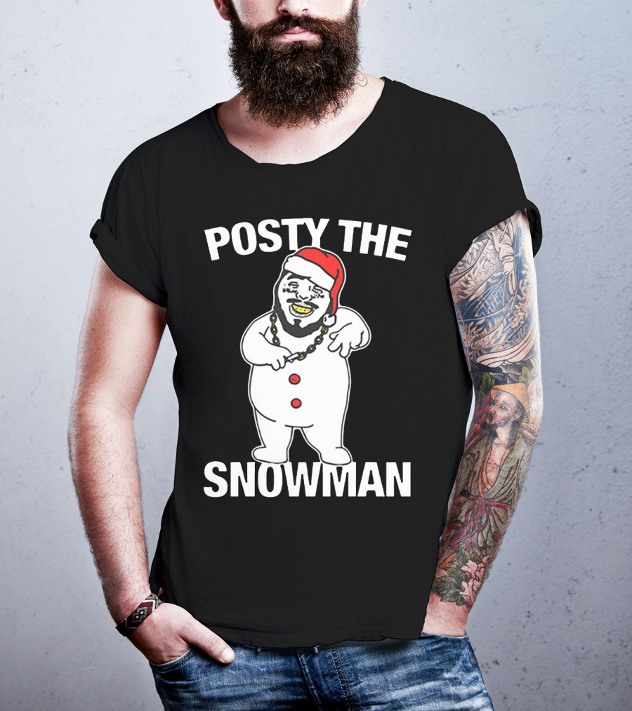 Merry Christmas Posty The Snowman Santa Malone T-Shirt