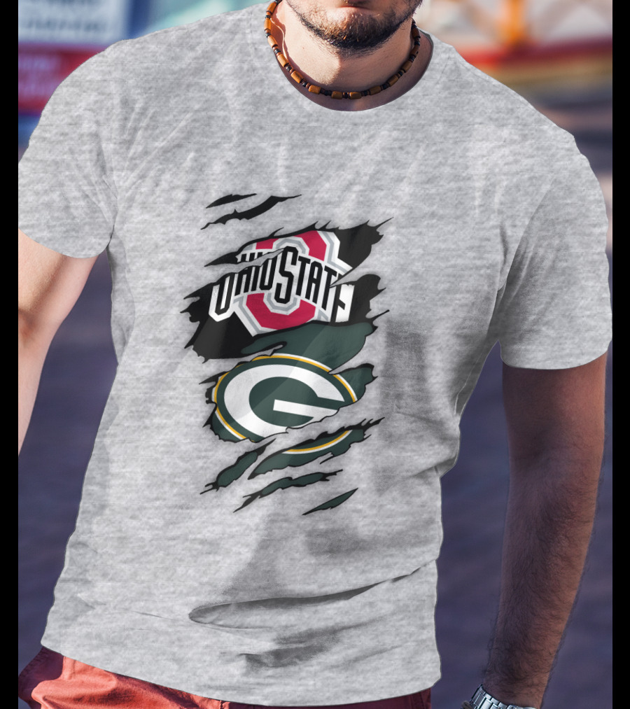 Ohio State Buckeyes Green Bay Packers Claw Rip T-Shirt
