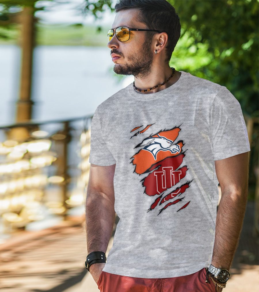 Denver Broncos Indiana Hoosiers Fan Crossover T-Shirt