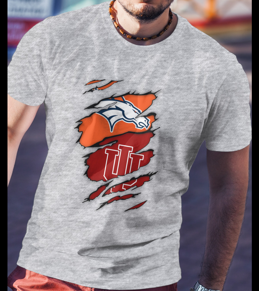 Denver Broncos Indiana Hoosiers Fan Crossover T-Shirt