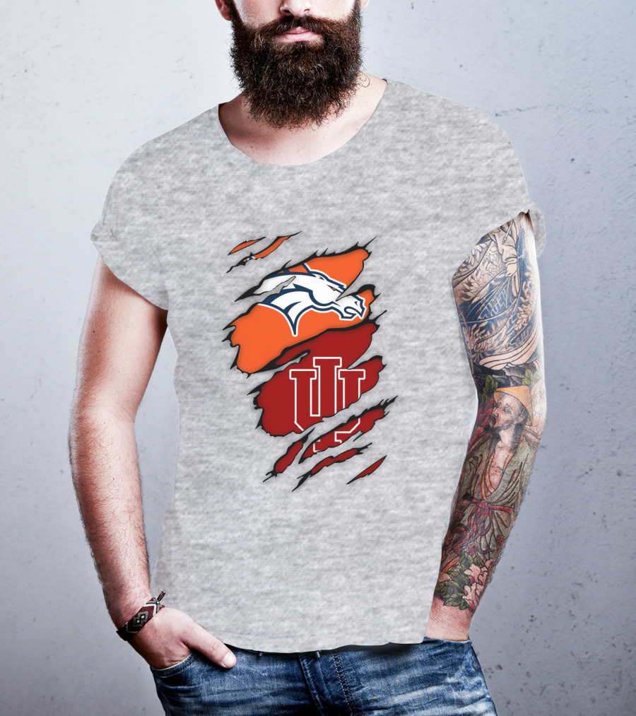 Denver Broncos Indiana Hoosiers Fan Crossover T-Shirt