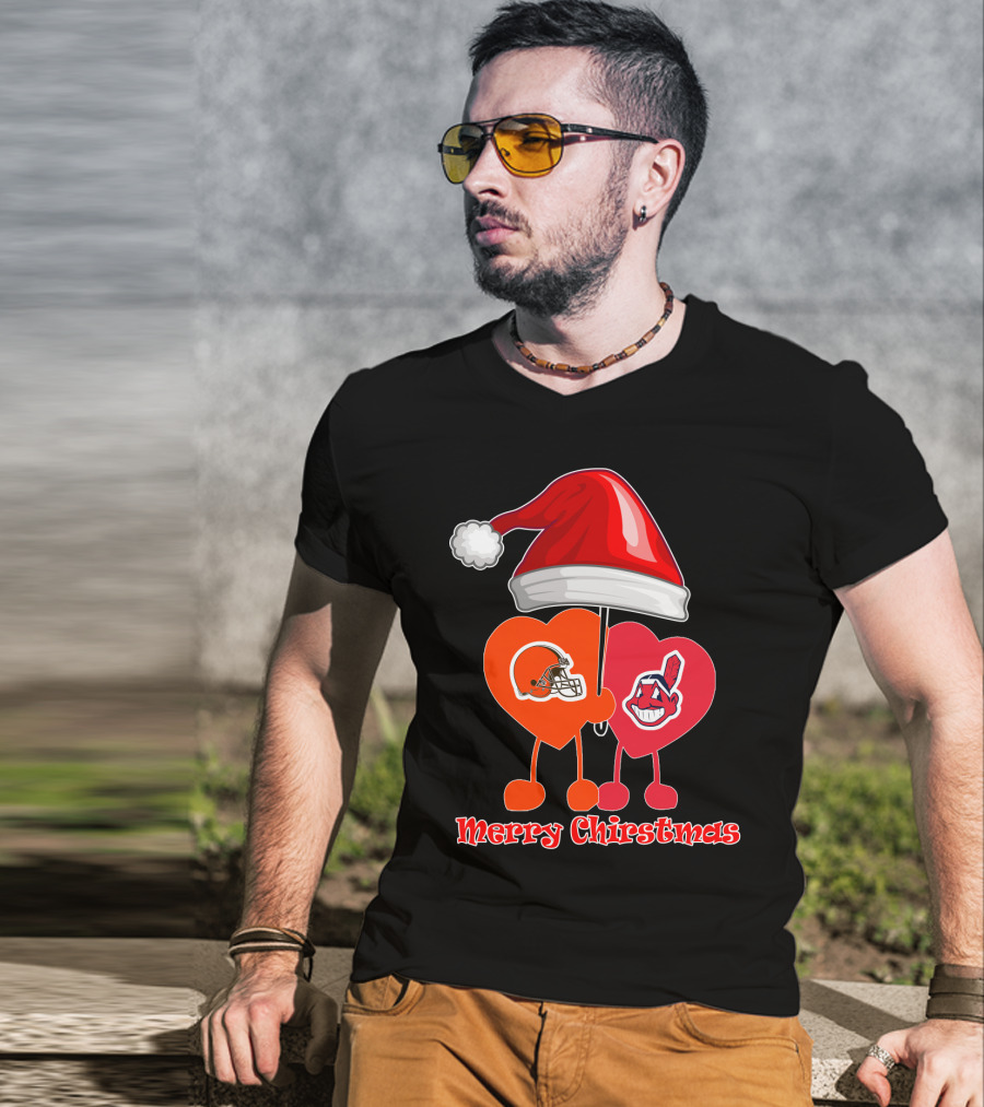 Merry Christmas Cleveland Browns Cleveland Indians T-Shirt