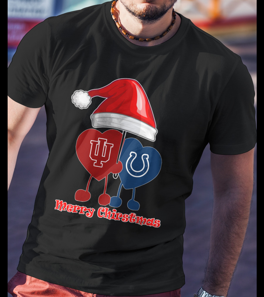 Merry Christmas Indianapolis Colts Indiana University Hearts T-Shirt
